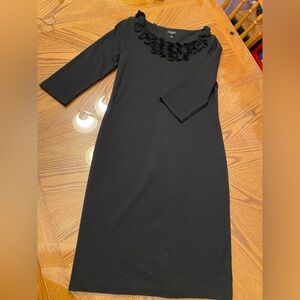 Talbots Elegant Black Long Sleeve Dress with Floral Details